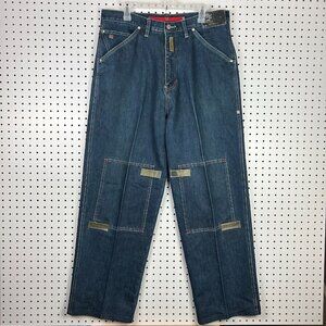 Vokal‎ Y2K Double Knee Jeans 36x32 Cybe Punk Blue Streetwear Skate Baggy 90s